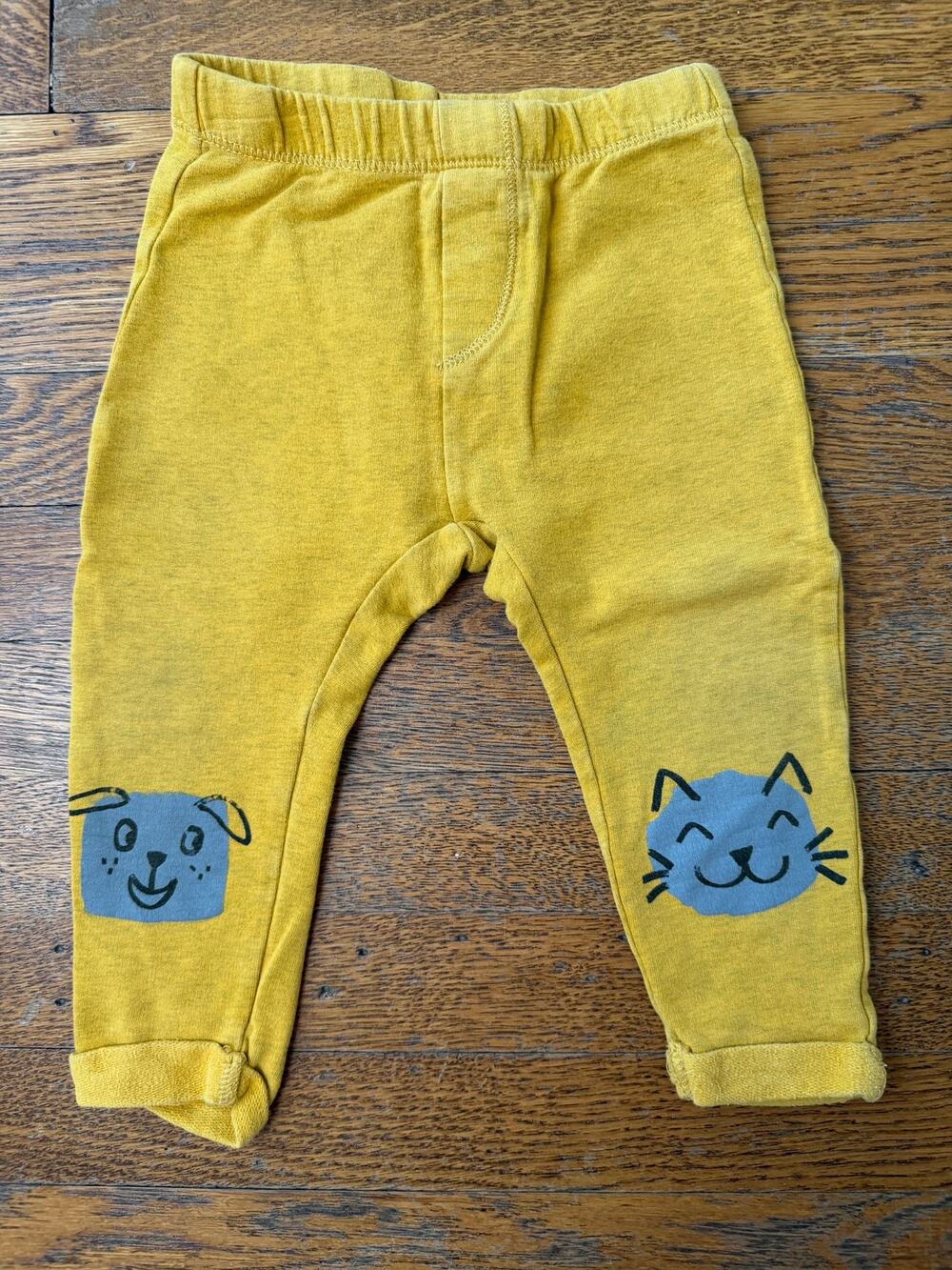 Zara Boys' Mustard Yellow Cat Dog Pants Size 12-18 Months